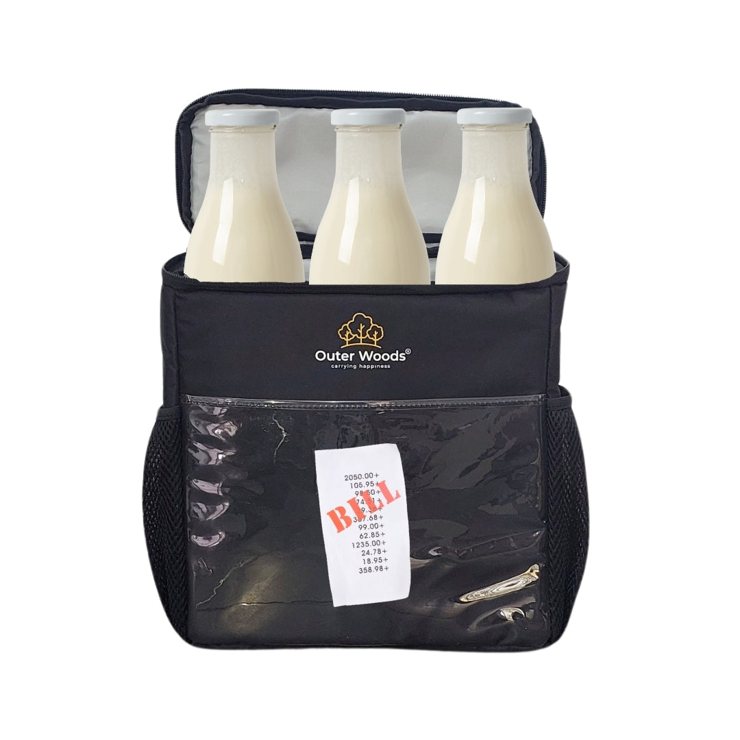 Outer Woods Door Hanging Cooler Bag, with Adjustable Bottle Slots, Suitable for Hot and Cold Items, Door Milk Bag, Water-Resistant Nylon