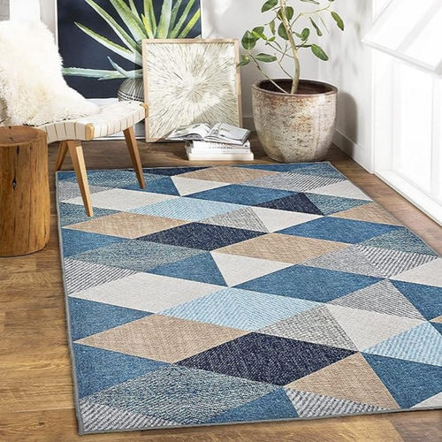 Washable Area Rug, Microfiber Material, Non-Slip Carpet for Living Room, Foldable Floor Cover, Machine Washable Rug for Bedroom & Office