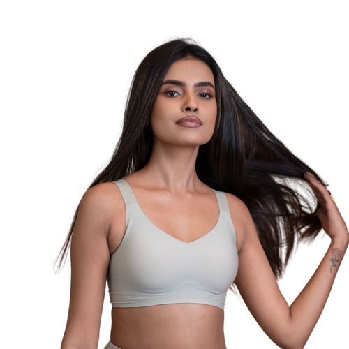 Seamless Padded Support Bra for Women Nylon & Spandex, Thick & Adjustable Straps, Back Hook Closure