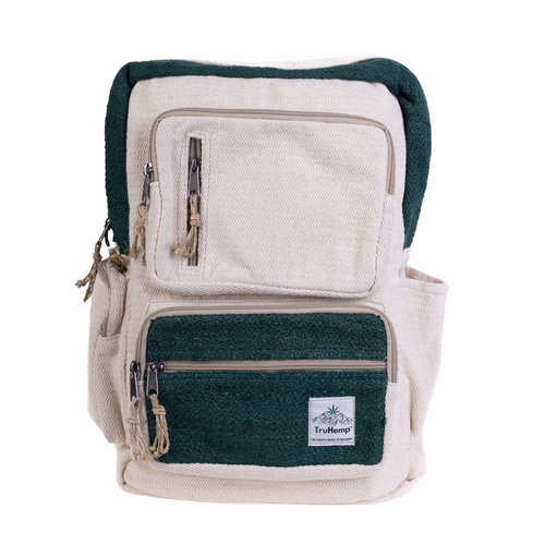 TruHemp Handmade Multi-Pocket Hemp Backpack– Durable & Spacious Backpack with Zippered Compartments, Adjustable Straps for Travel, and Outdoor Activities