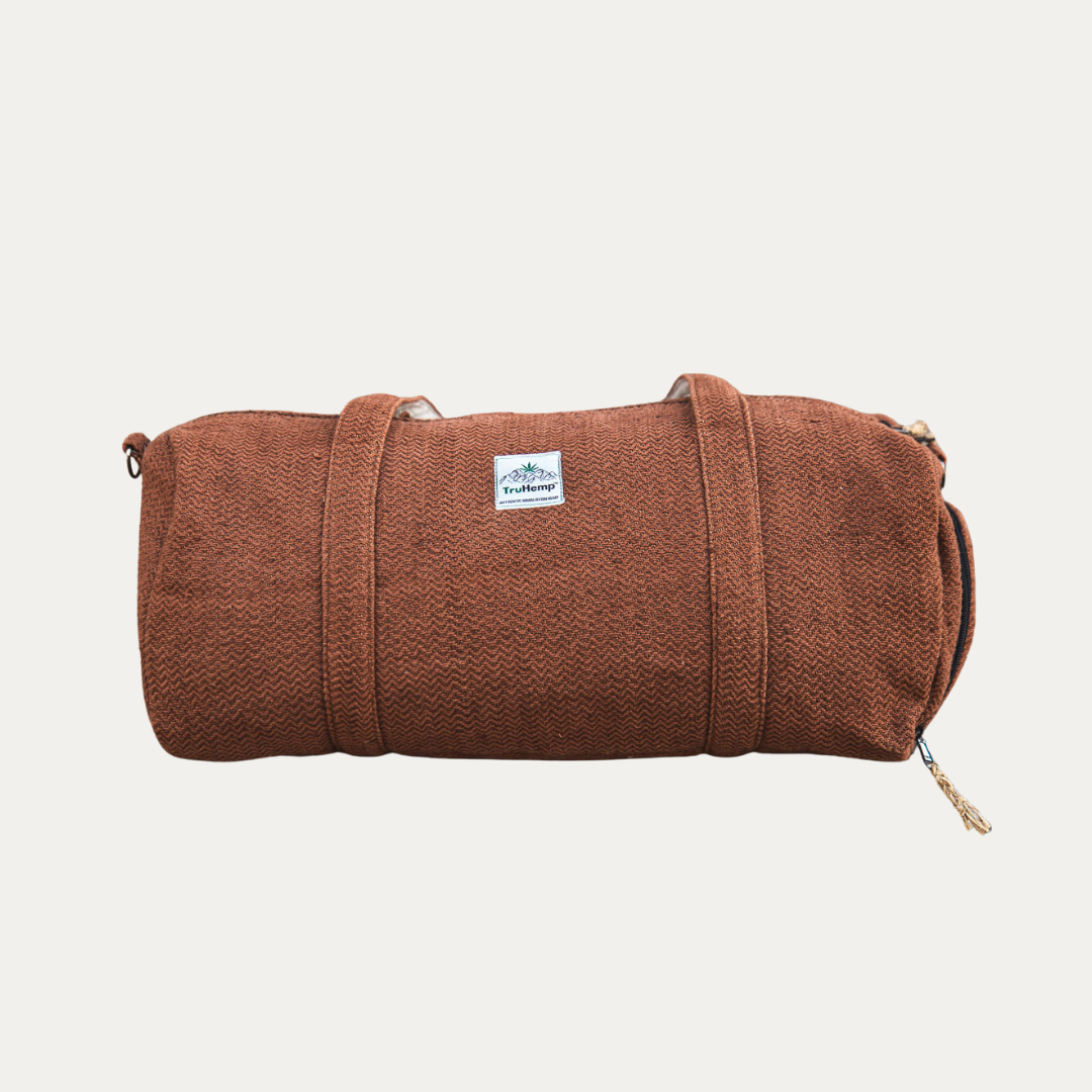 TruHemp Hemp Duffle Bag– Natural Travel Gym Bag with Shoe Compartment, Durable 30L Capacity with Dual YKK Zippered Sections