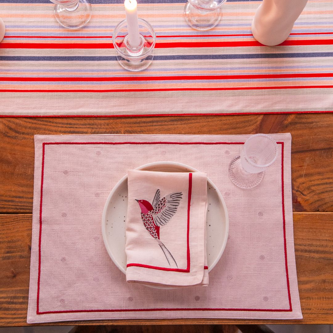Holy Grail Homes 100% Cotton Table Linen Set of 6 Placemats, 6 Napkins, 1 Table Runner, for Decoration, Holiday Party, Wedding & Dining French Inspired Table Linen Set for Kitchen