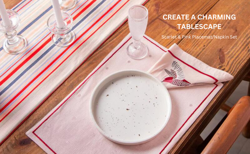 Holy Grail Homes 100% Cotton Table Linen Set of 6 Placemats, 6 Napkins, 1 Table Runner, for Decoration, Holiday Party, Wedding & Dining French Inspired Table Linen Set for Kitchen