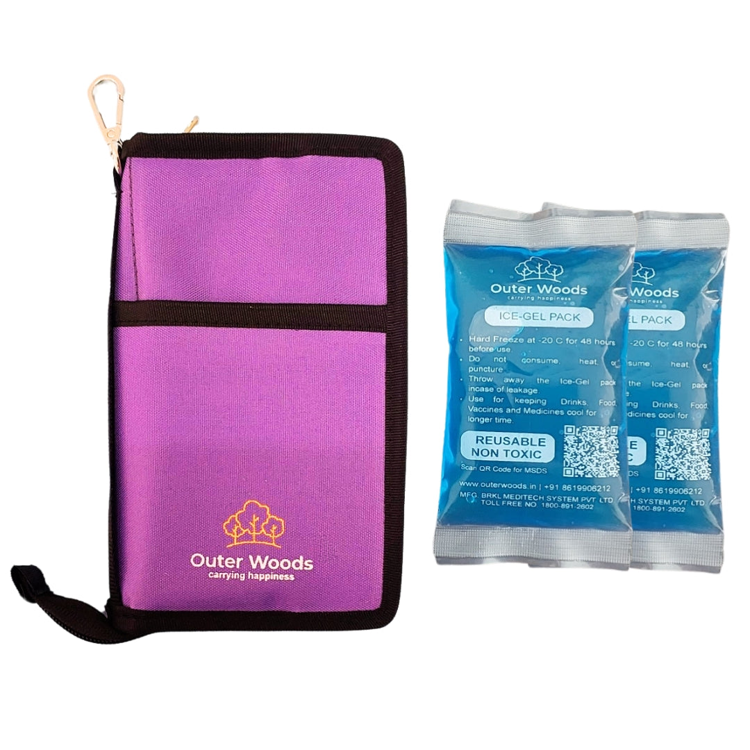 Outer Woods Nylon Insulin Cooling Wallet, Includes Two Ice Gel Packs, Black, Insulin Travel Pouch, Insulin Cooling Case