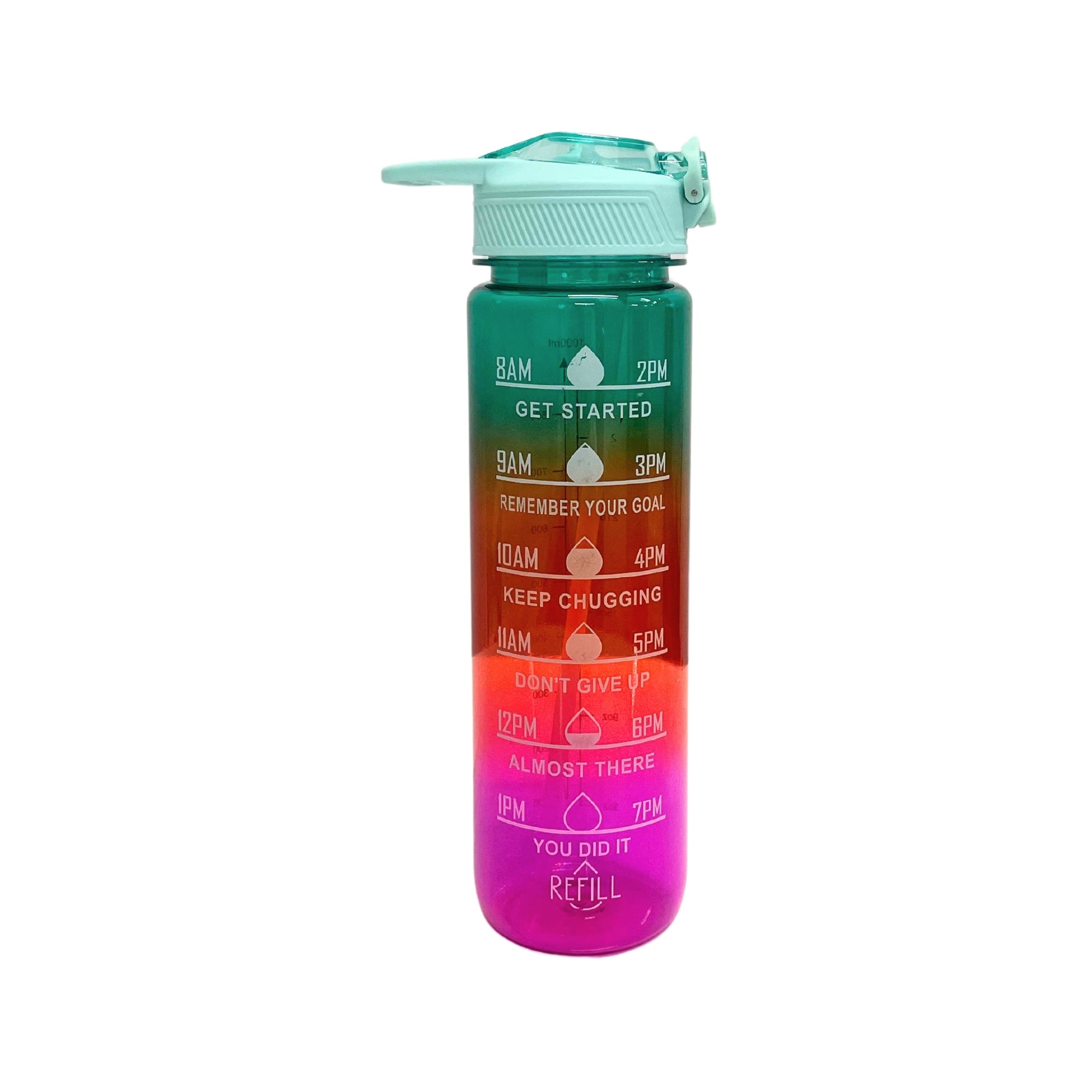 SuperGeneriX Motivational Water Bottle 1 Litre, Durable BPA-Free Leakproof Bottle with Time Marker for Office, Gym, Outd