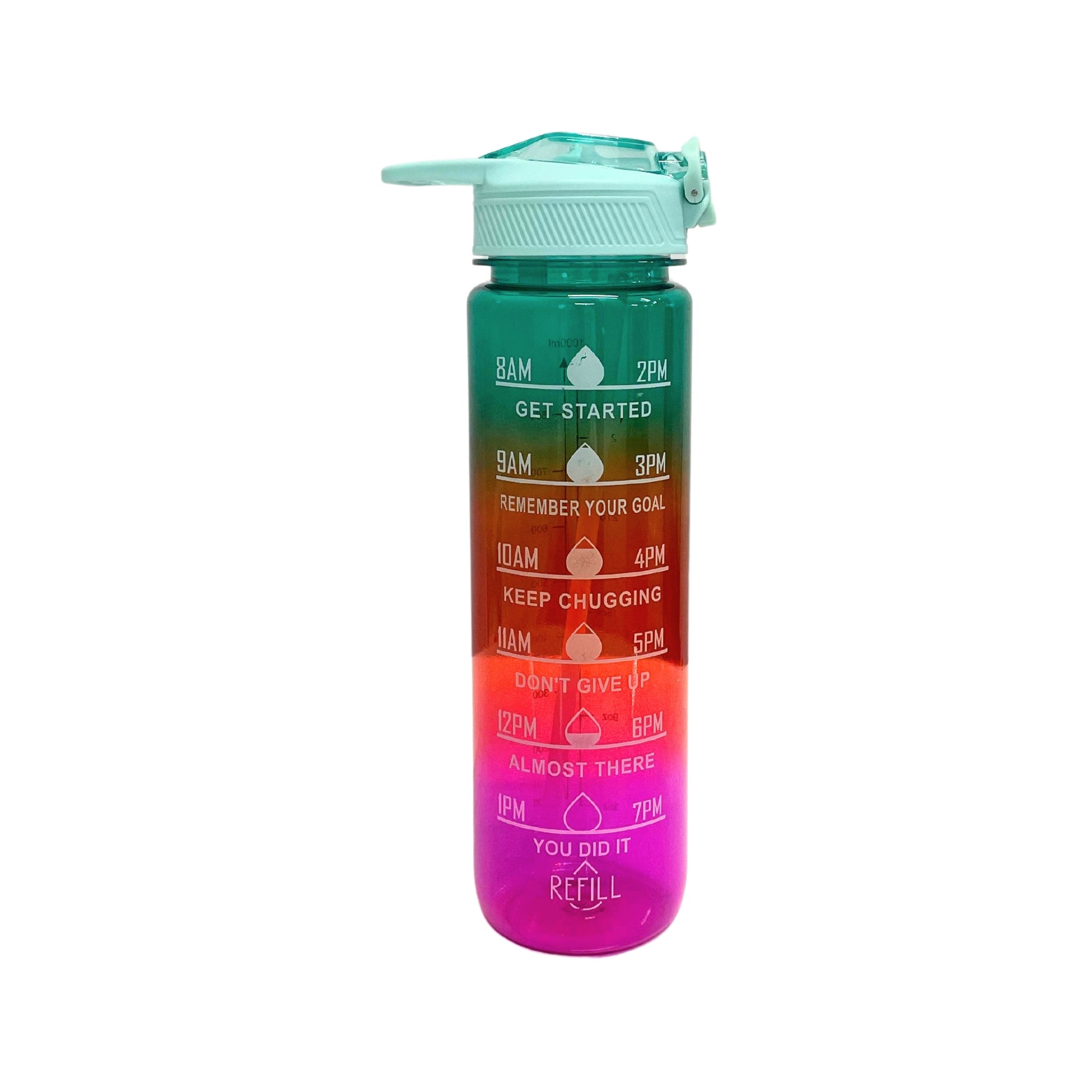 SuperGeneriX Motivational Water Bottle 1 Litre, Durable BPA-Free Leakproof Bottle with Time Marker for Office, Gym, Outd