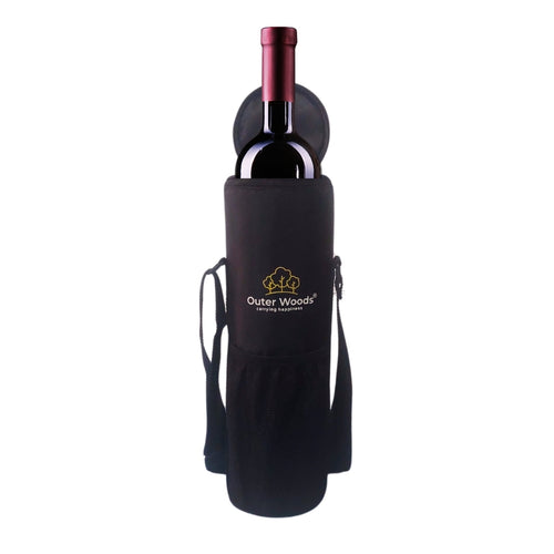 Outer Woods Insulated Cooler Bag for 1 Bottle with Adjustable Strap, Compact Wine Bottle Carrier for Travel & Outdoor, 6+ Hours Cooling, Beverage Cooler Bag