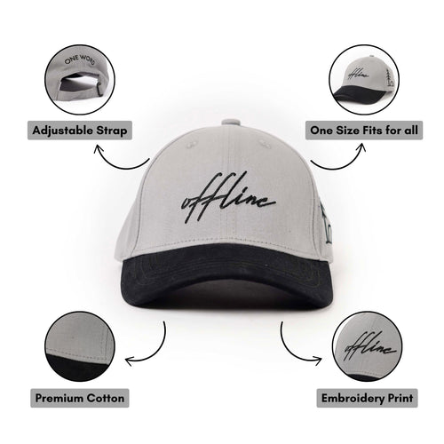 One Word Men Cotton Baseball Cap Lightweight Adjustable Hat for Golf, Running, Outdoor Activities, Work (Grey & Black)