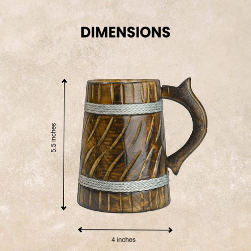 SuperGeneriX 350ml Handmade Wooden Beer Mug, Mango Wood with Sheesham Finish, Barrel Style, Lightweight & Durable, for Craft Beer, Home Bar, Café, Party, Gift