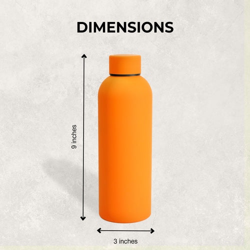 SuperGeneriX 500ml Matte Finish Stainless Steel Water Bottle | Vacuum Insulated Travel Bottle | 12 hrs Hot & 18 hrs Cold | Smooth Rubber Finish Water Bottle (Orange)