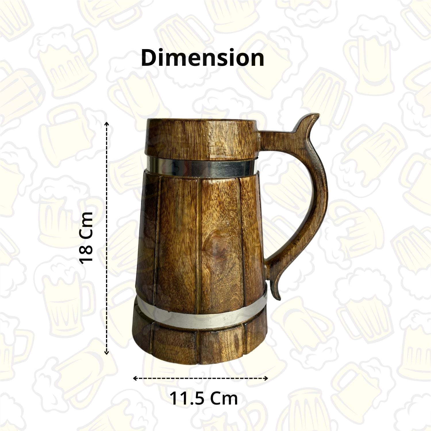 SuperGeneriX Beer Mug | Wooden Beer Mug | Craft Beer Mug | Barrel Shaped Jumbo Mug | Natural Beer Mug | Unique Beer Mug (Light Brown)