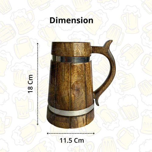 SuperGeneriX Beer Mug | Wooden Beer Mug | Craft Beer Mug | Barrel Shaped Jumbo Mug | Natural Beer Mug | Unique Beer Mug (Light Brown)