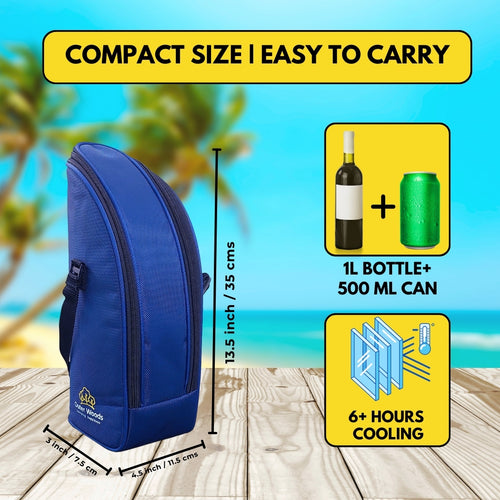 Outer Woods Insulated 1.5 Bottle Cooler Bag, with 2 Units of Ice Gel Pack, for Wine, Beer, Whisky, and All Kinds of Bottles