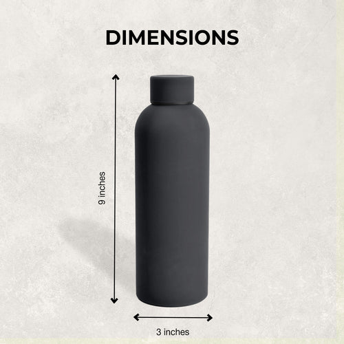 SuperGeneriX 500ml Matte Finish Stainless Steel Water Bottle | Vacuum Insulated Travel Bottle |12 hrs Hot & 18 hrs Cold| Smooth Rubber Finish Water Bottle (Black)