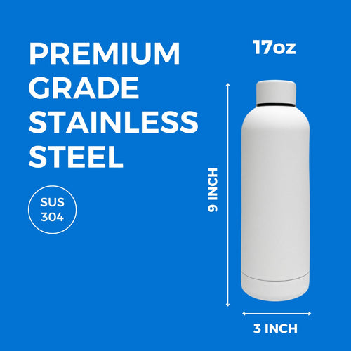 SuperGeneriX 17oz Matte Finish Stainless Steel Water Bottle | Vacuum Insulated Travel Bottle |12 hrs Hot & 18 hrs Cold| Smooth Rubber Finish Water Bottle (Black)