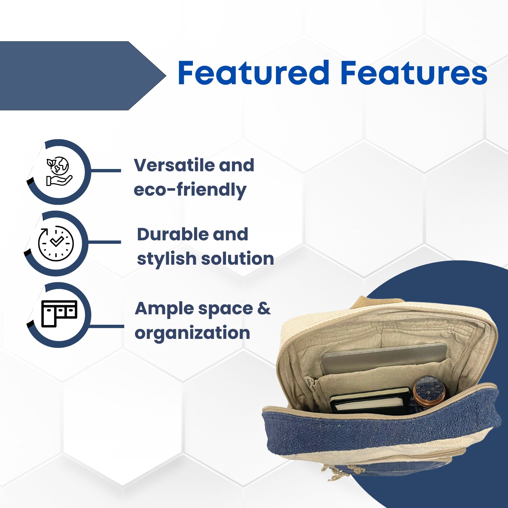 TruHemp Handmade Multi-Pocket Hemp Backpack– Durable & Spacious Backpack with Zippered Compartments, Adjustable Straps for Travel, and Outdoor Activities