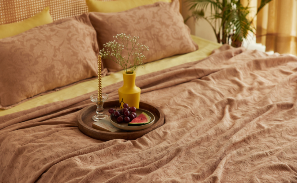 Holy Grail Homes 100% Cotton Bedspread with 2 Pillow Covers, Coverlet, Oeko-TEX Certified Luxuriously Soft Coverlet