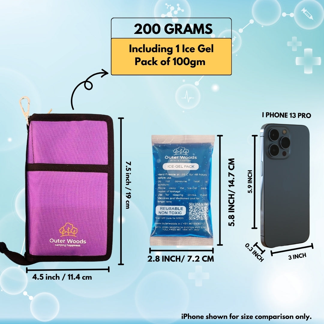 Outer Woods Nylon Insulin Cooling Wallet, Includes Two Ice Gel Packs, Black, Insulin Travel Pouch, Insulin Cooling Case