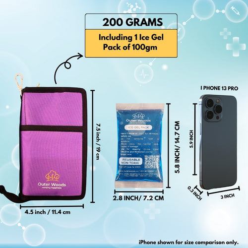 Outer Woods Nylon Insulin Cooling Wallet, Includes Two Ice Gel Packs, Black, Insulin Travel Pouch, Insulin Cooling Case