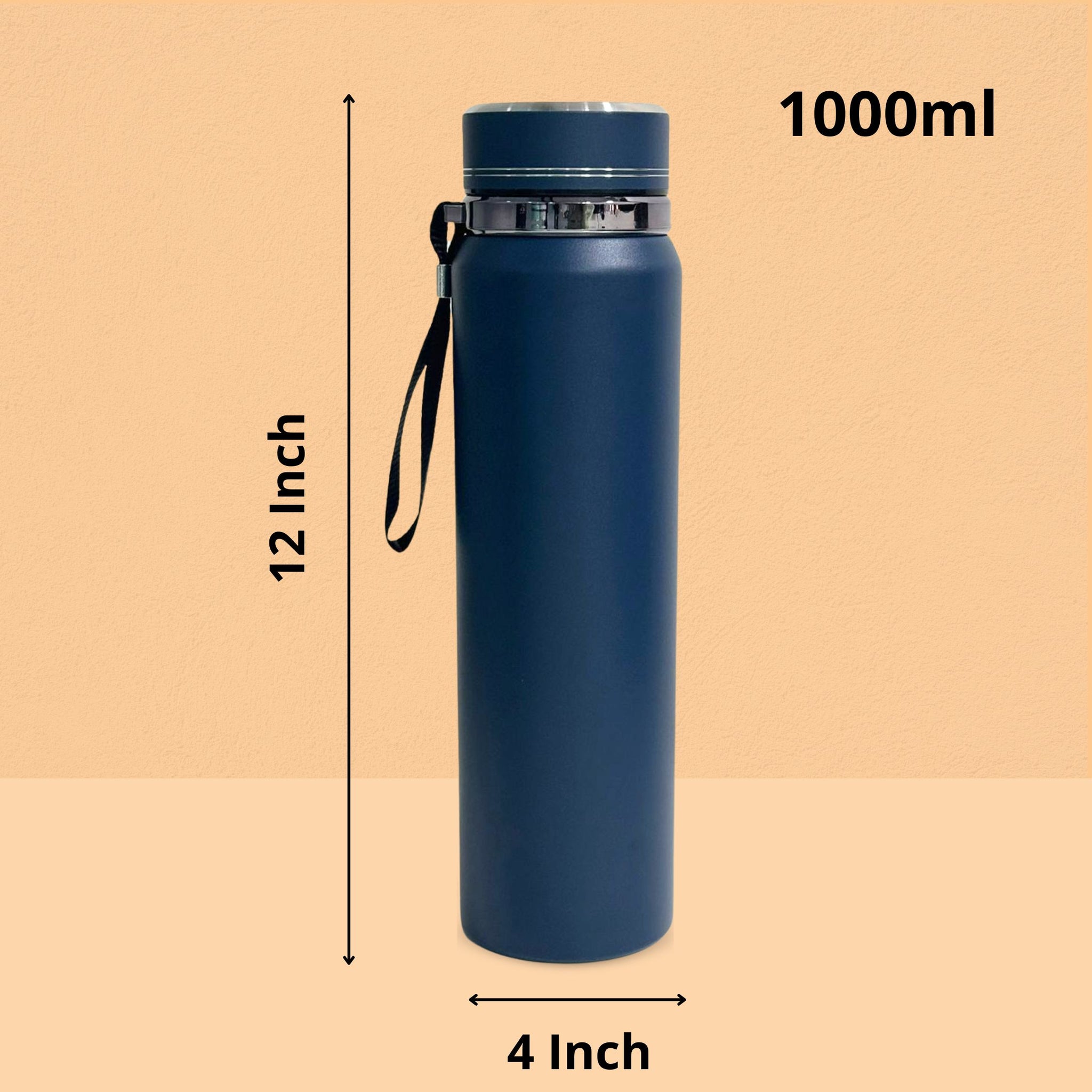 SuperGeneriX 1000 ml Stainless Steel Water Bottle, 1L Drinking Bottle for Office, Leakproof & Rust Free Steel Bottle for