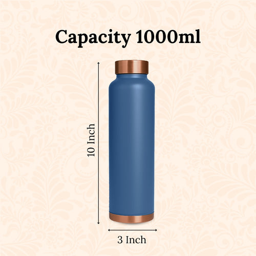 SuperGeneriX Copper Water Bottle (1 Litre), Leakproof, Pure Copper Water Bottle, Tamba Bottles, Authentic, Durable Bottle for Everyday Use (Teal)