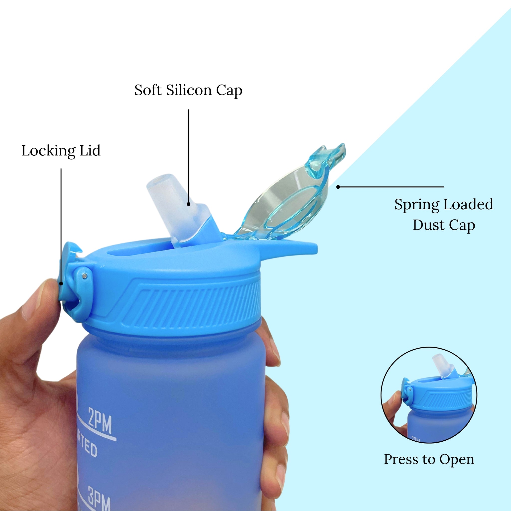 SuperGeneriX Motivational Water Bottle 1 Litre, Durable BPA-Free Leakproof Bottle with Time Marker for Office, Gym, Outd