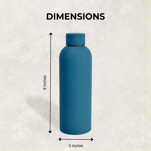 SuperGeneriX 500ml Matte Finish Stainless Steel Water Bottle | Vacuum Insulated Travel Bottle |12 hrs Hot & 18 hrs Cold | Smooth Rubber Finish Water Bottle (Teal Blue)