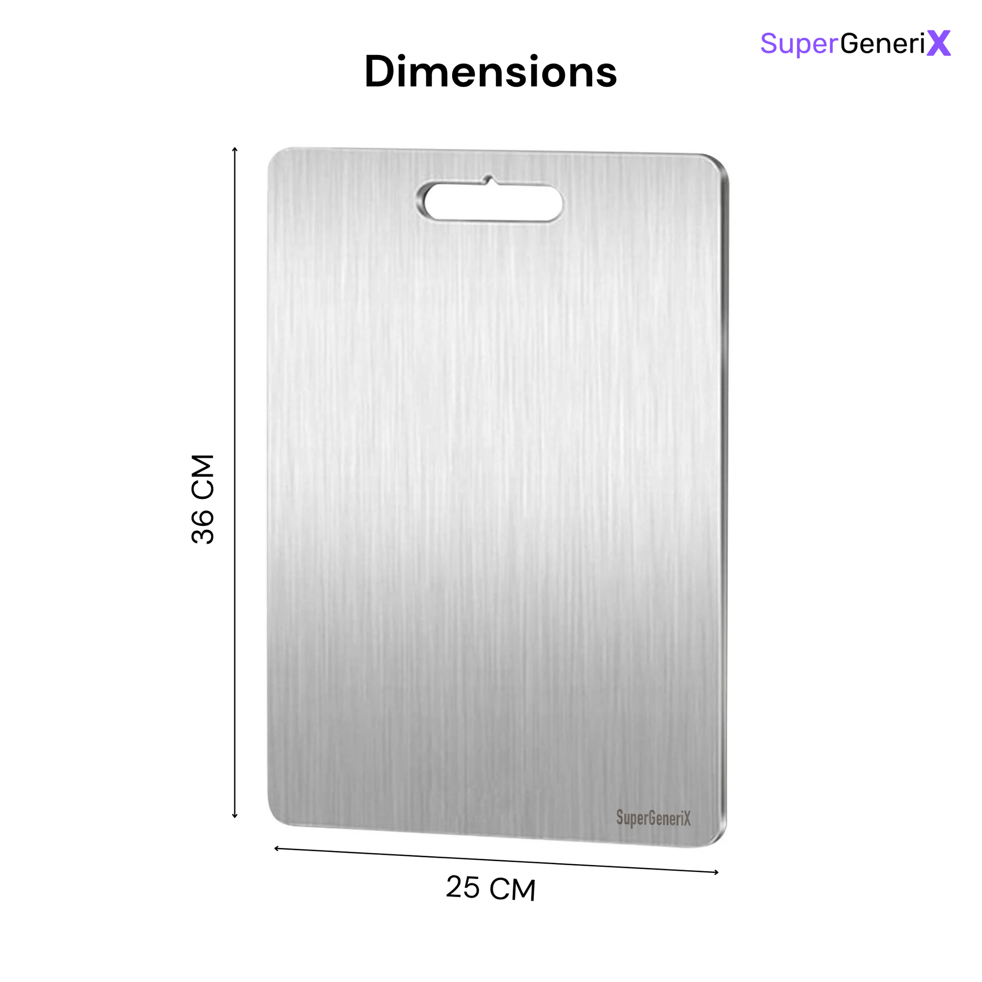 SuperGeneriX Large Premium (36x25 cms) Stainless Steel Chopping Board | Heavy Duty Countertop Cutting Board for Kitchen 