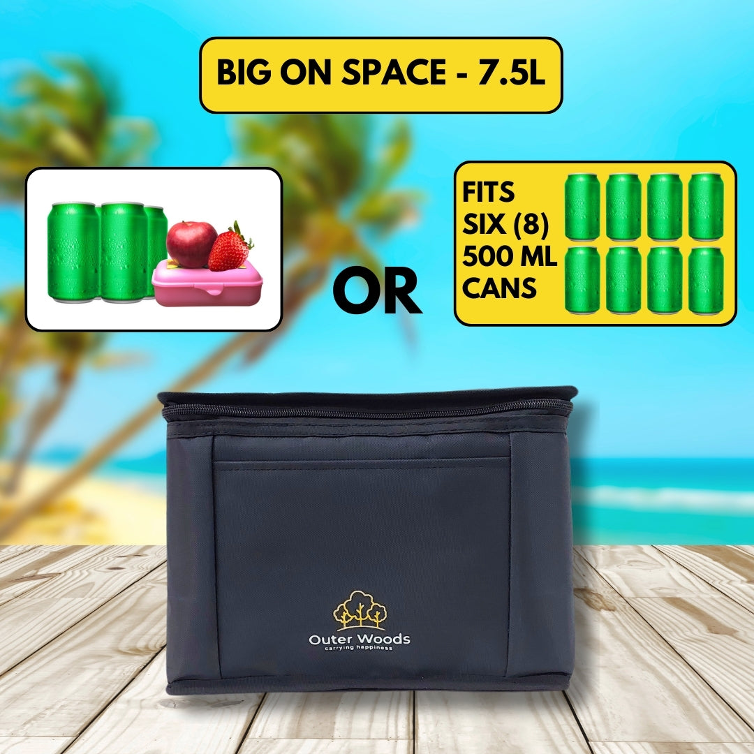 Outer Woods Insulated 8 Can Cooler Bag | Fits 8 x 500ml Beer Cans | Keep Drinks Cool for up to 10 Hours | Ideal for Carrying Beer, Soda, Juice, Milk and Water