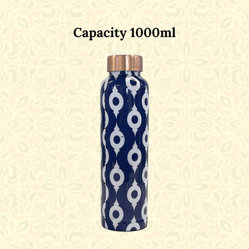 SuperGeneriX Copper Water Bottle (1 Litre), Leakproof, Pure Copper Water Bottle, Tamba Bottles, Authentic, Durable Bottle for Everyday Use (Imago Blue)