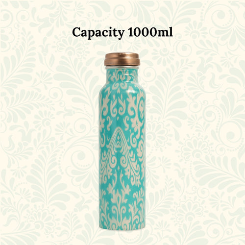 SuperGeneriX Copper Water Bottle (1 Litre), Leakproof, Pure Copper Water Bottle, Tamba Bottles, Authentic, Durable Bottle for Everyday Use (Abstract Green)