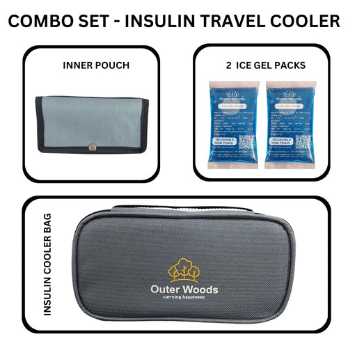 Outer Woods Insulin Cooling Travel Pouch with Two Ice Gel Packs, Cold Pack for Insulin, Insulin Carrier Bag, Keeps Insulin Safe and Cool for 6 to 8 Hours