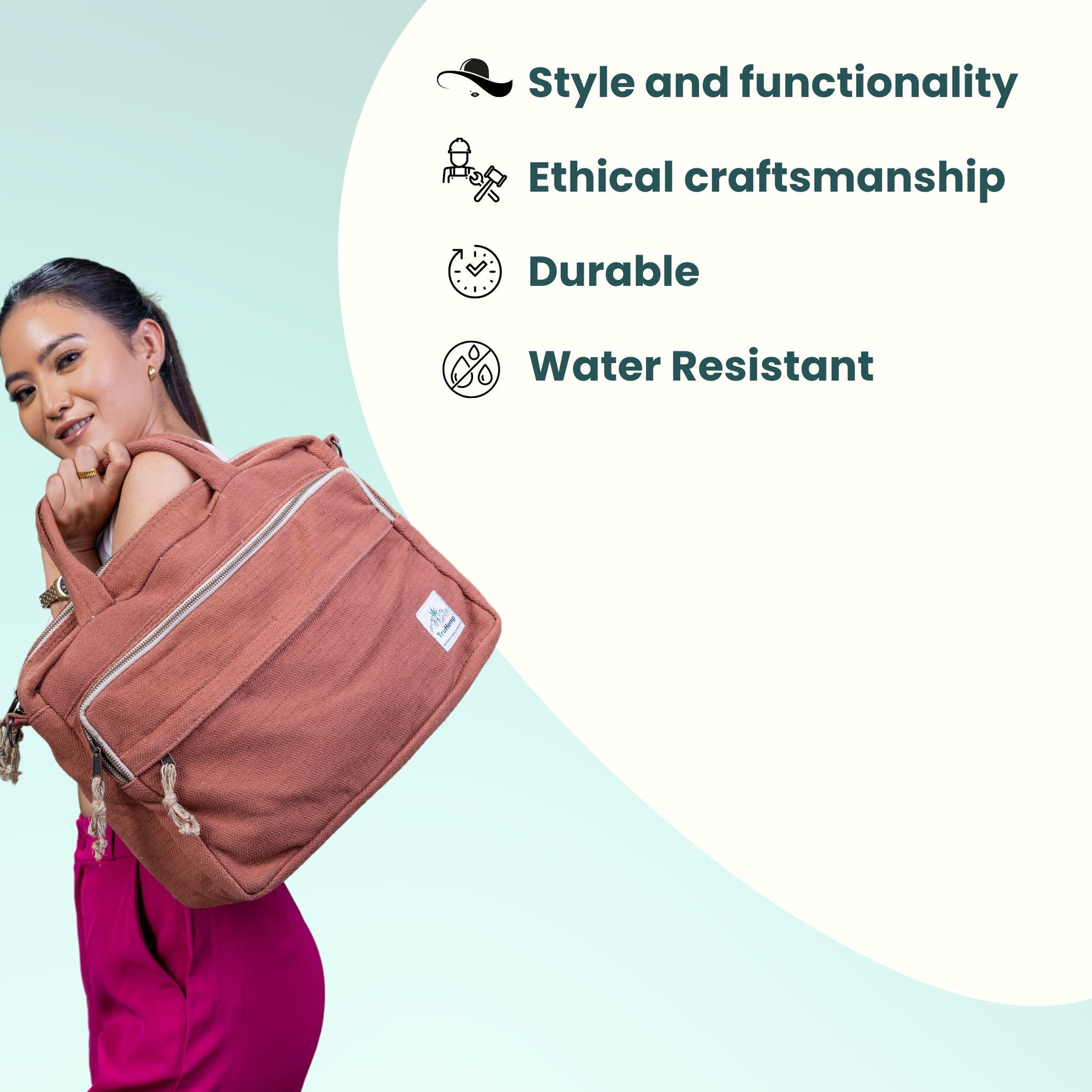 TruHemp Handmade Hemp Side Bag with Cotton Blend– Durable and Stylish Crossbody Messenger Bag with Adjustable Strap