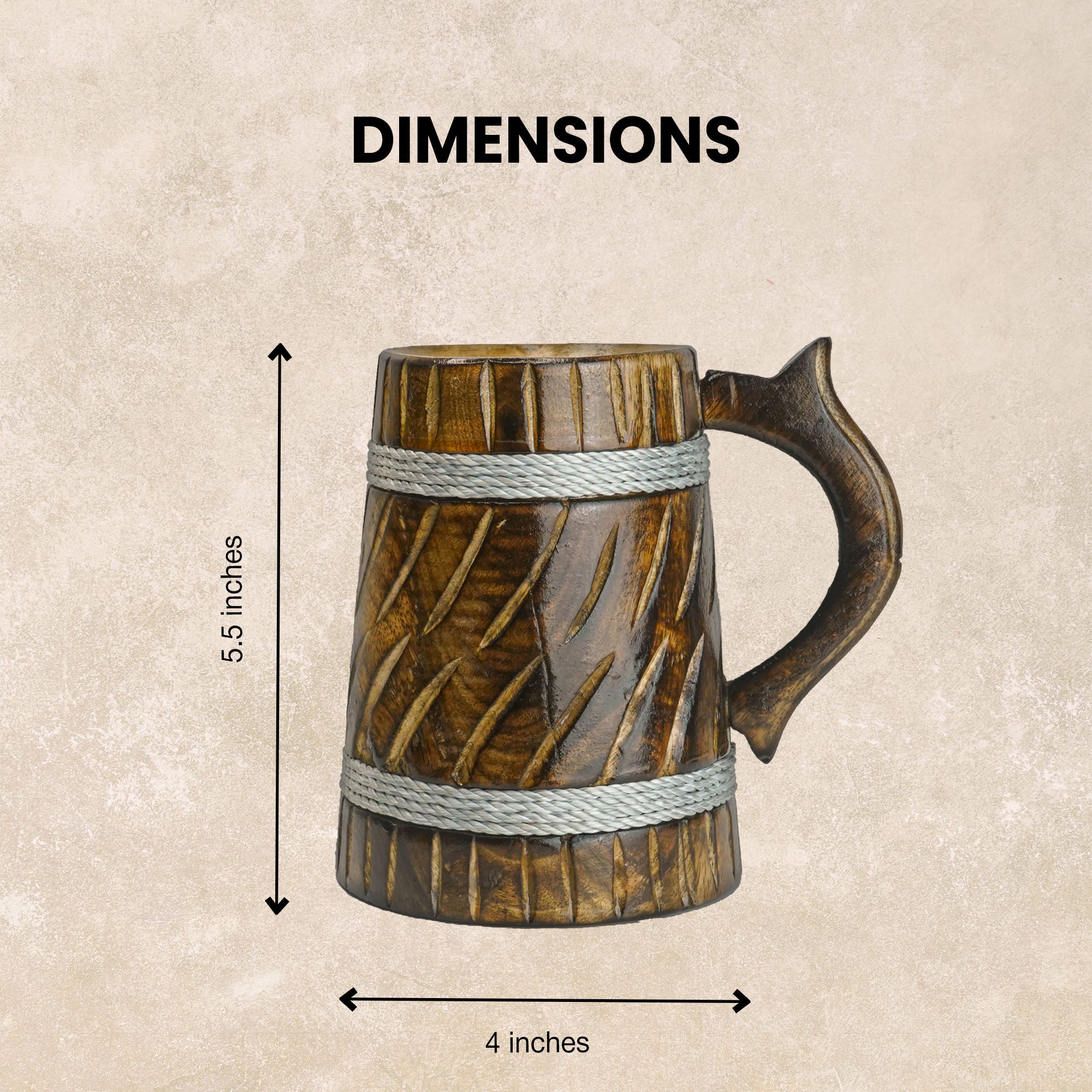 SuperGeneriX Beer Mug | Wooden Beer Mug | Craft Beer Mug | Barrel Shaped Jumbo Mug | Natural Beer Mug | Unique Beer Mug (Light Brown)