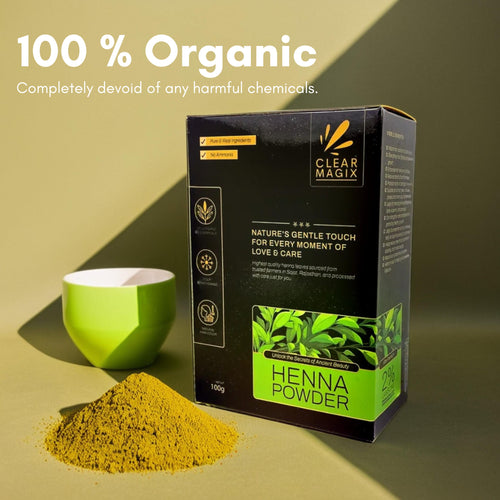 CLEAR MAGIX Premium Henna Powder for Hair Color and Care, Natural Hair Dye, Cassia Herbal Powder for Gray Coverage, Conditioning, and Shine, 100g