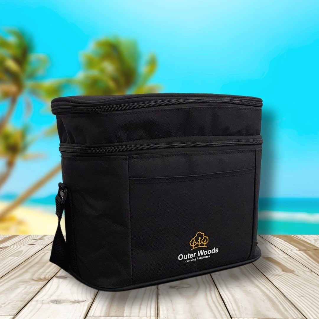 Outer Woods Insulated 6 Can Cooler Bag Dual Compartment, Fits 6 x 500ml Beer Cans & Snacks, Keeps Beer Cans Cool for up to 10 Hours, Ideal for Carrying Food, Beer, Soda, Juice and Milk