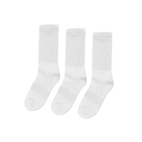 SuperGeneriX Athletic Crew Socks for Men | Crew Length Socks for Sports | Polyester Crew Length Socks | Pack of 6 (US, Alpha, One Size, Regular, Regular, 6, White)