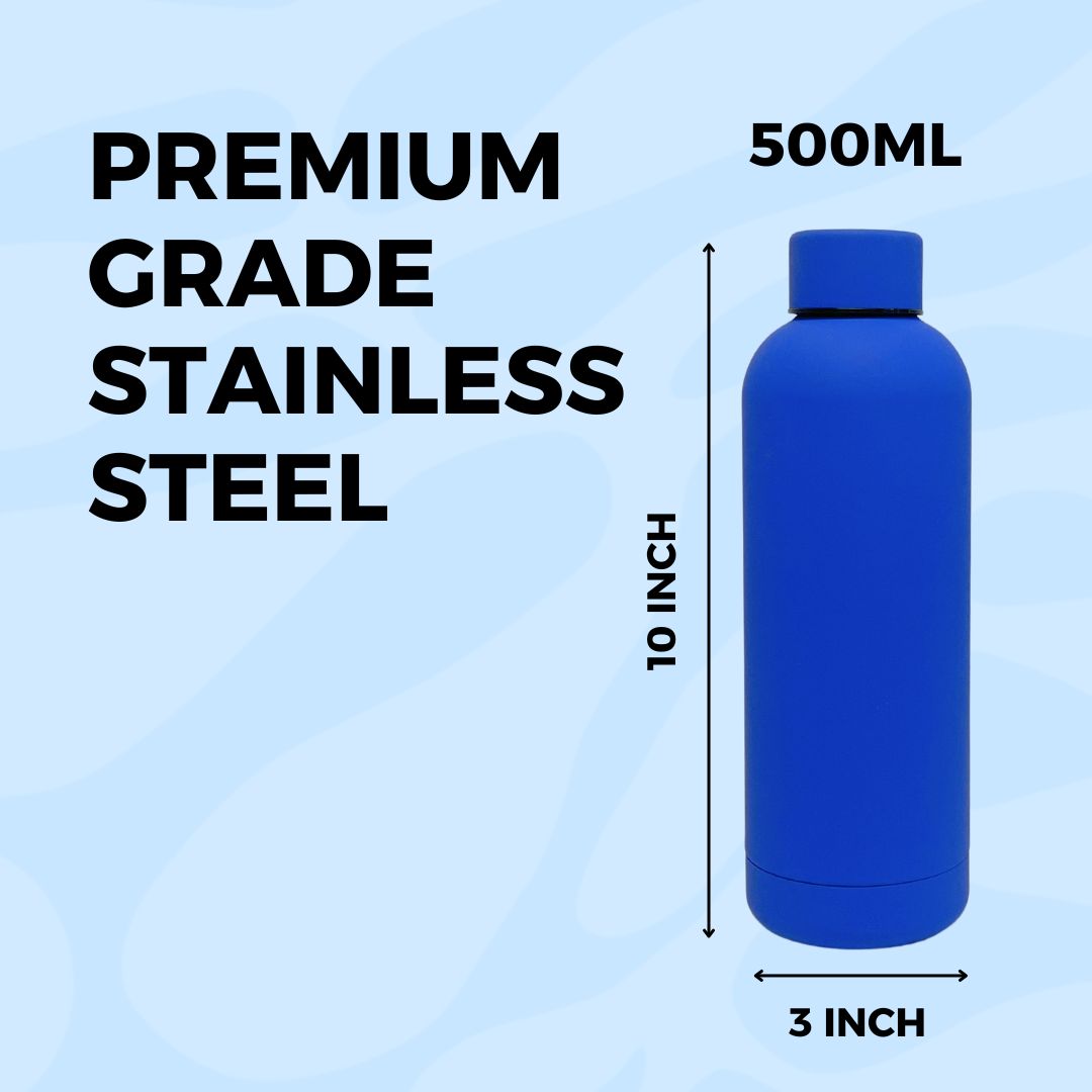 SuperGeneriX 500ml Matte Finish Stainless Steel Water Bottle | Vacuum Insulated Travel Bottle | 12 hrs Hot & 18 hrs Cold