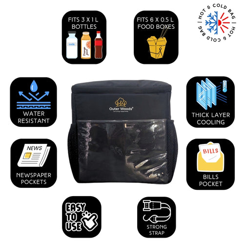 Outer Woods Door Hanging Cooler Bag, with Adjustable Bottle Slots, Suitable for Hot and Cold Items, Door Milk Bag, Water-Resistant Nylon