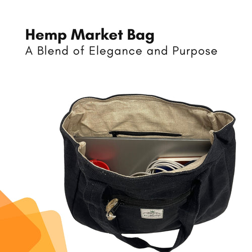 TruHemp Himalayan Hemp Tote Bag– Spacious Shopping Tote with Dual Zippered Compartments, Durable Market Bag with Cotton Lining, 10L Capacity