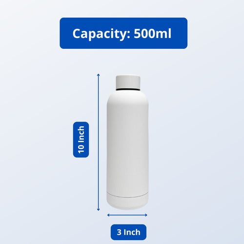 SuperGeneriX 17oz Matte Finish Stainless Steel Water Bottle | Vacuum Insulated Travel Bottle |12 hrs Hot & 18 hrs Cold| Smooth Rubber Finish Water Bottle (Black)
