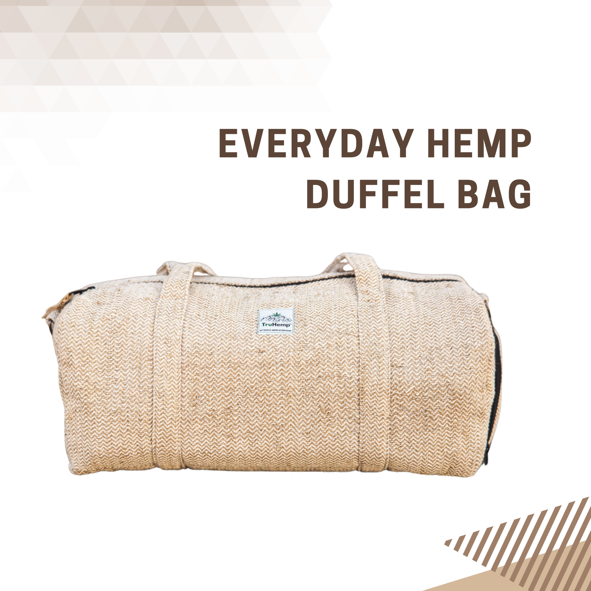 TruHemp Hemp Duffle Bag– Natural Travel Gym Bag with Shoe Compartment, Durable 30L Capacity with Dual YKK Zippered Sections