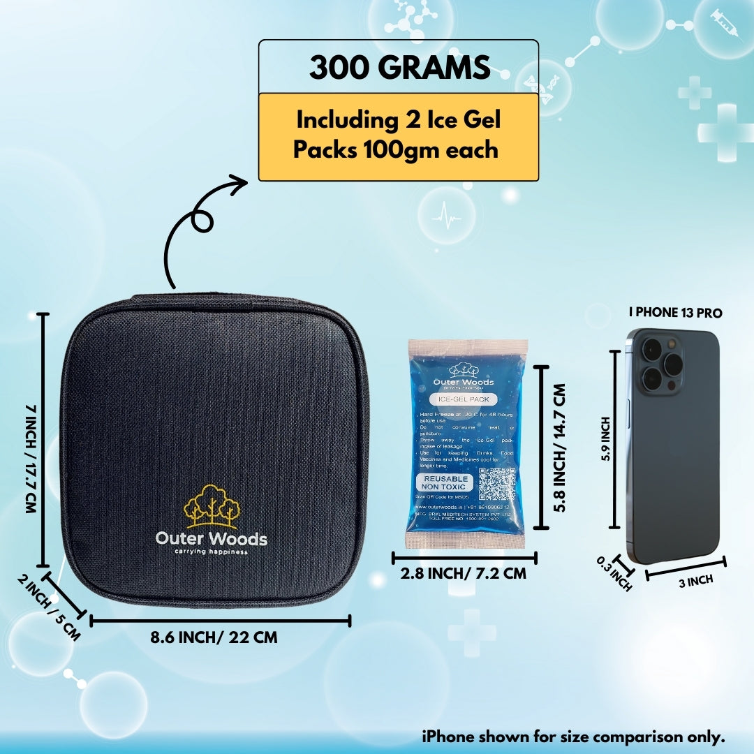 Outer Woods Nylon Insulin Cooling Travel Bag with Two Ice Gel Packs, Keeps Insulin Cool and Safe for 6 to 8 Hours, Insulin Cooler Travel Pouch