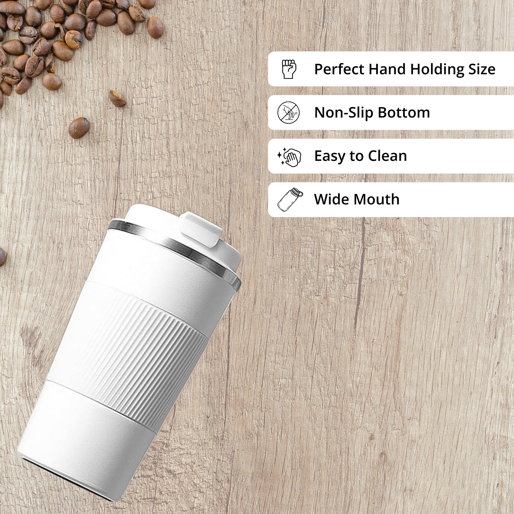 SuperGeneriX 500 ml Insulated Coffee Travel Mug, Double Walled Stainless Steel Tumbler, Insulated Cup with Leakproof Lid