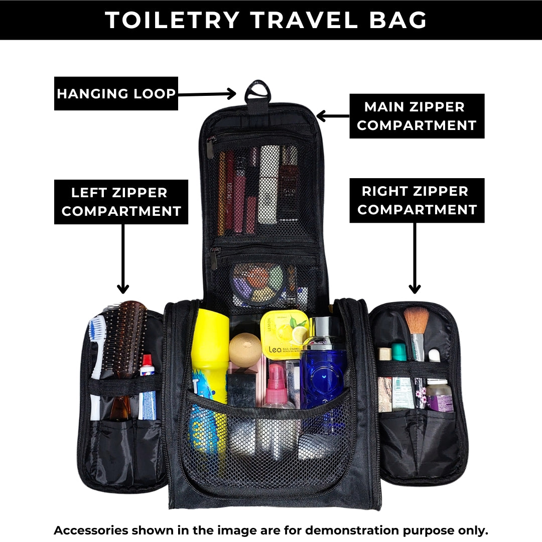 Outer Woods Travel Toiletry Bag with Hanging Hook, Waterproof Travel Pouch with Multiple Compartments for Cosmetics and Toiletries