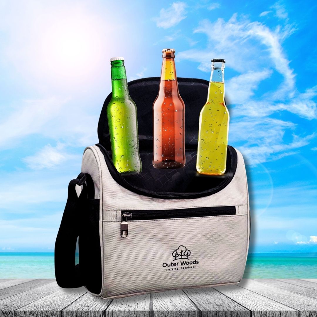 Outer Woods Insulated 8 Pint Bottle Bag, Fits 8 x 330 ml Pint Bottles, 6 to 8 Hours Cooling, Includes 4 Ice Gel Packs
