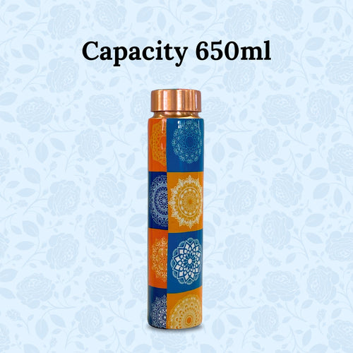 SuperGeneriX Copper Water Bottle (650 ml), Leakproof, Pure Copper Water Bottle, Tamba Bottles, Authentic, Durable Bottle for Everyday Use (Multicolour)