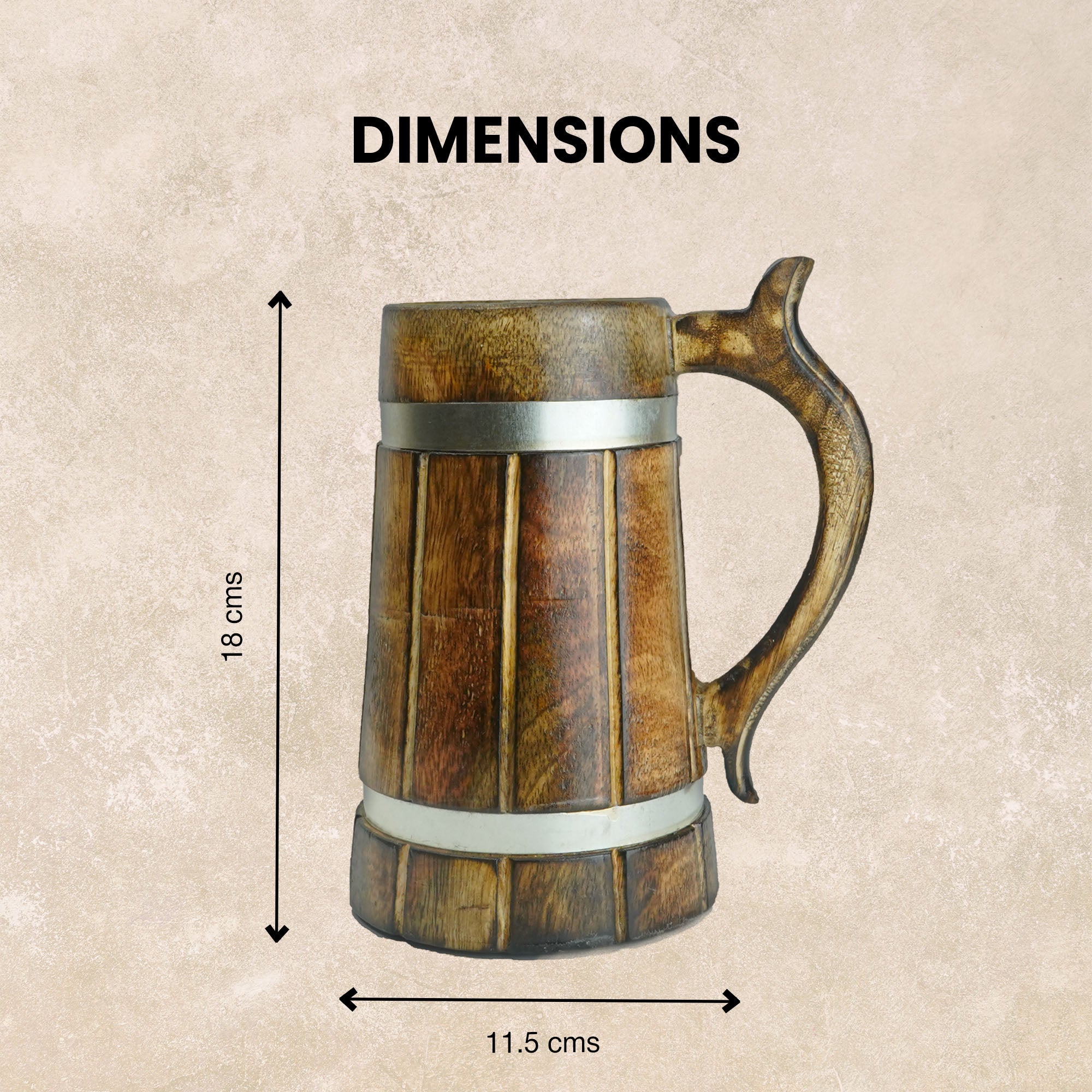 SuperGeneriX Beer Mug | Wooden Beer Mug | Craft Beer Mug | Barrel Shaped Jumbo Mug | Natural Beer Mug | Unique Beer Mug (Light Brown)