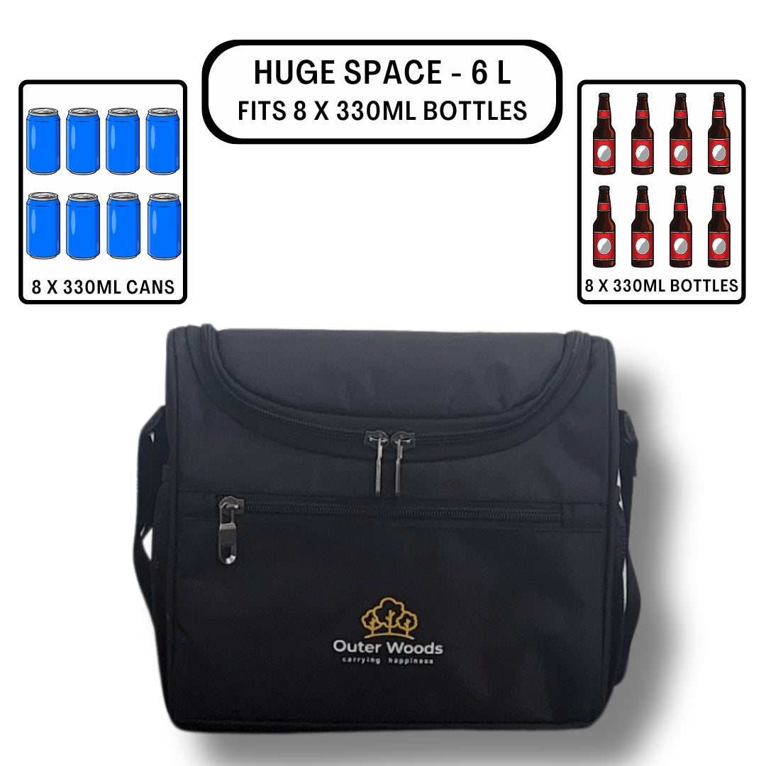 Outer Woods Insulated 8 Pint Bottle Bag, Fits 8 x 330 ml Pint Bottles, 6 to 8 Hours Cooling, Includes 4 Ice Gel Packs