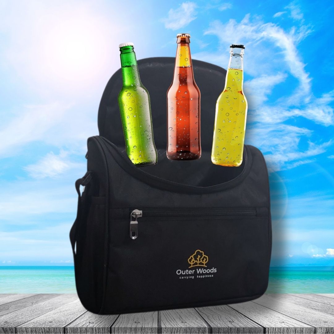 Outer Woods Insulated 8 Pint Bottle Bag, Fits 8 x 330 ml Pint Bottles, 6 to 8 Hours Cooling, Includes 4 Ice Gel Packs